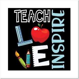 Teach Love Inspire Happy Teacher Day To Me You Students Posters and Art